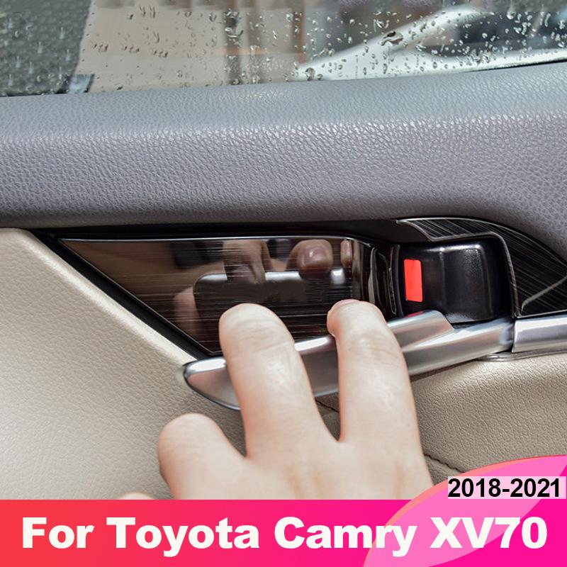 Stainless Steel Inner Door Bowl Patch Handle Sequin Accessories For Toyota Camry 8TH XV70 2018    Refit Accessories