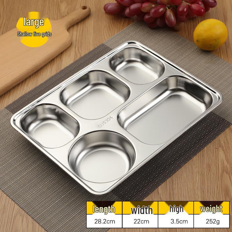 Qianxing 304 Stainless Steel 5-Compartment Lunch Tray