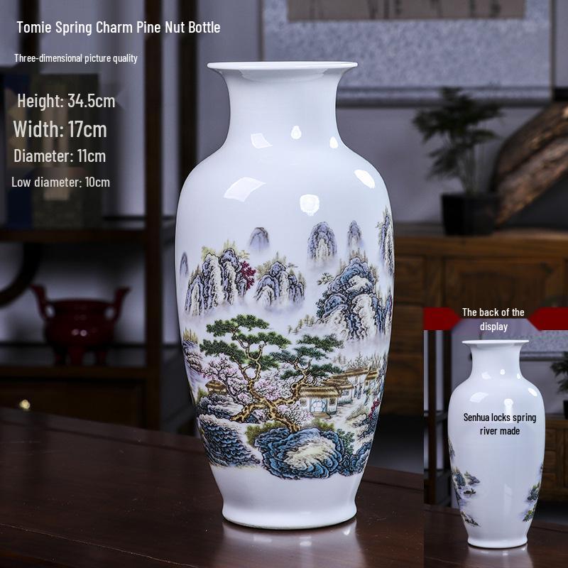 Modern Minimalist Ceramic Vase for Dried Flowers - Porcelain Ornament for Living Room Decor