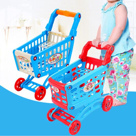 Flexible Wheel Shopping Cart Toy Detachable Colorful Shopping Cart Trolley Toy for Education