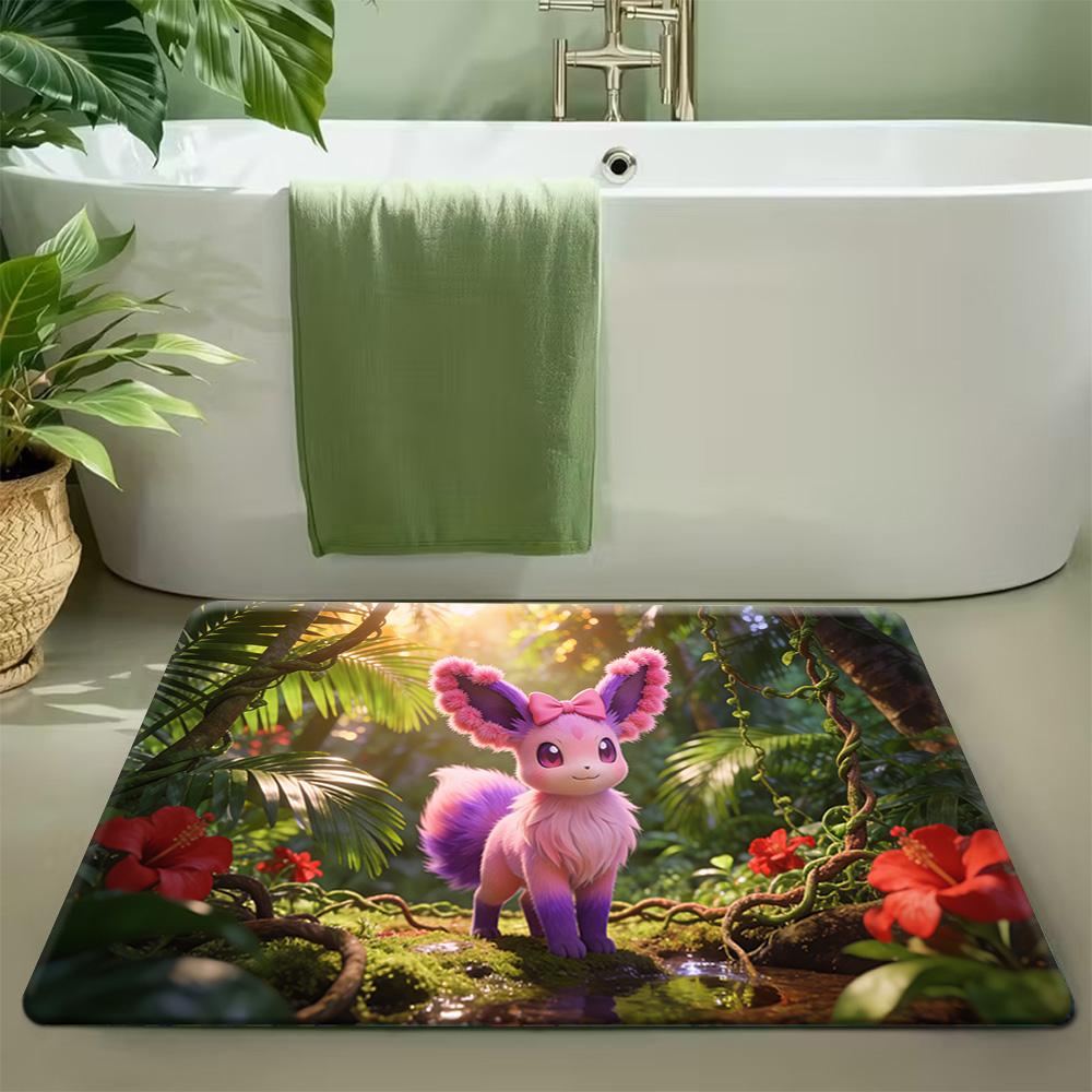 Pokemon Ash & Friends Adventure Print Doormat Non-Slip Absorbent Floor Mat for Indoor Entrance Home Decor 40x60cm