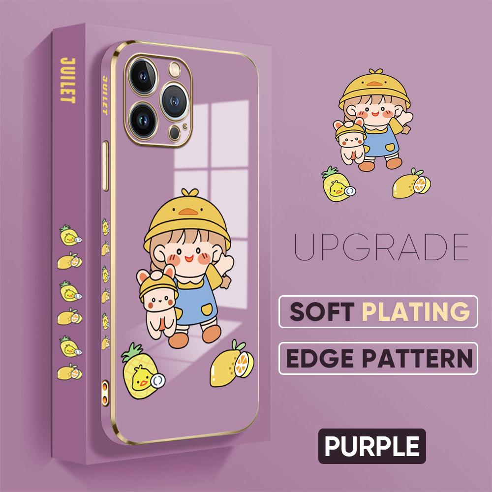 For iPhone 16 15 Max Samsung S24 S23 Plus A15 A35 A53 A73 Xiaomi 11T 12T 13T Redmi 13C Lovely Girl Pattern Full Lens Protect Shockproof Casing