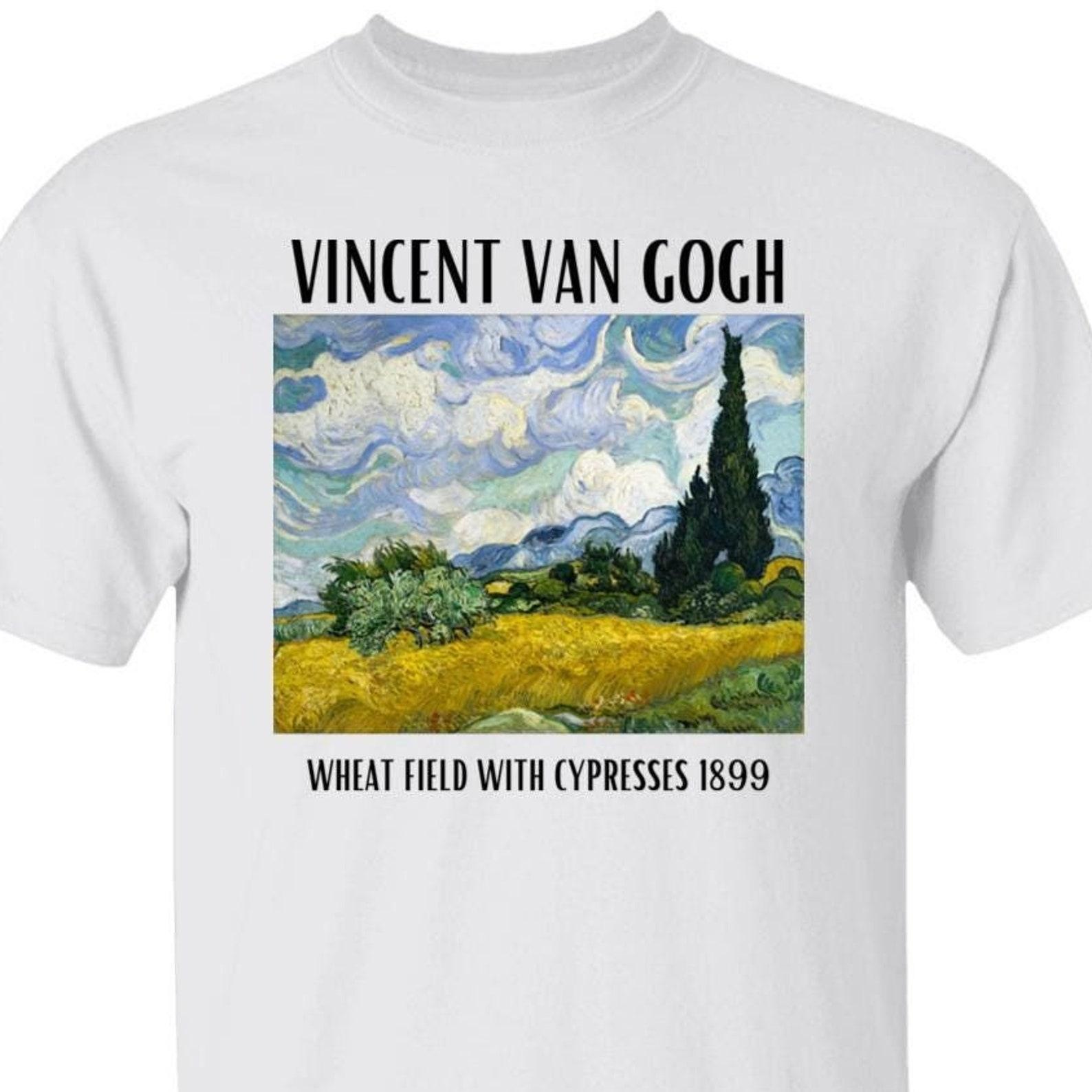 Vincent Van Gogh Landscape Painting T shirt, Famous Artist Prints Wheat Field With Cypresses 3XL
