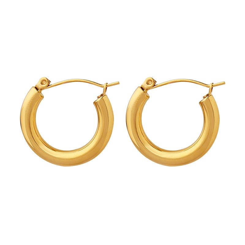 European & American Style Non-Fading Heavy Metal Hoop Earrings - Versatile Simple Titanium Steel Women's Jewelry
