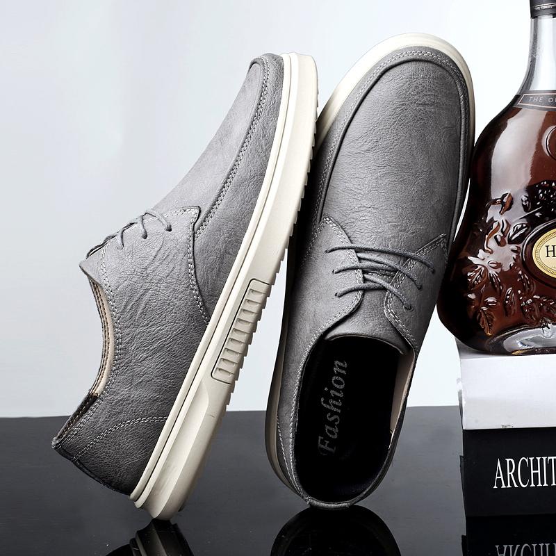 

Fashion Men England Style Trend Casual Shoes Male Oxford Wedding Split Leather Dress Shoes Men Flat Outdoor Comfort Commute Casual Shoes 38 сірий колір