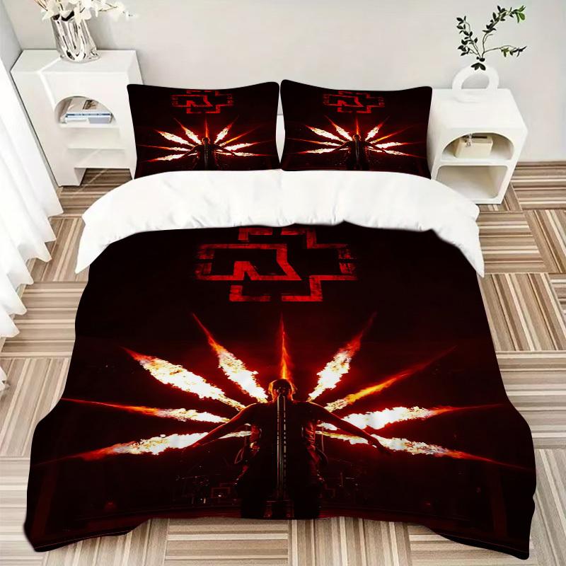 Set di biancheria da letto Rammstein da 3 pezzi Include 1 Piumone + 2 Federe, Senza Imbottiture per Cuscini, Morbido Confortevole, Leggero Traspirante, Stampato H