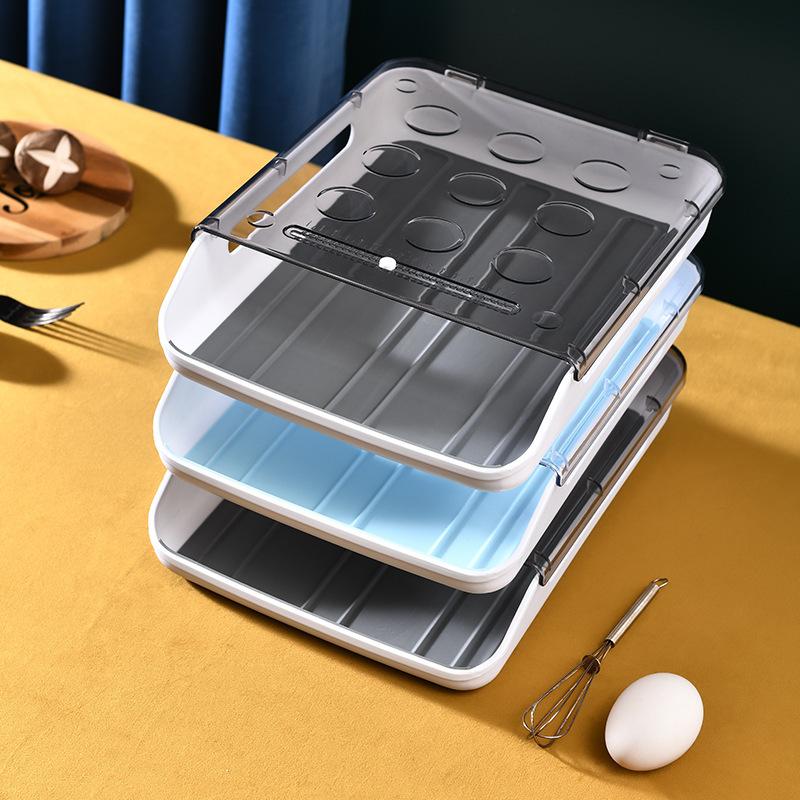 New Automatic Rolling Egg Box Kitchen Items Refrigerator Storage Organizer Household Transparent Drawer Tray Space Saver