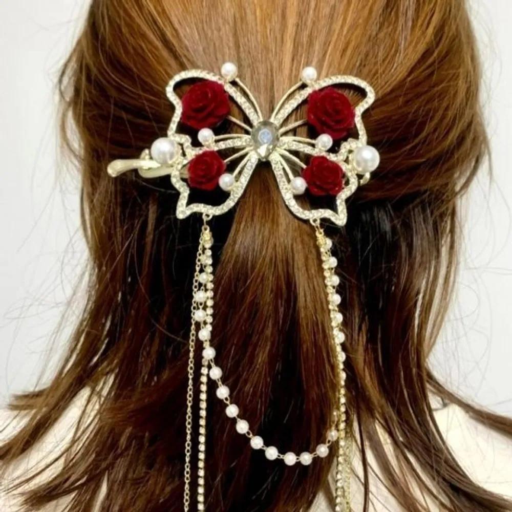 Butterfly half-updo hairpin, women s updo hairpin, tassel pin
