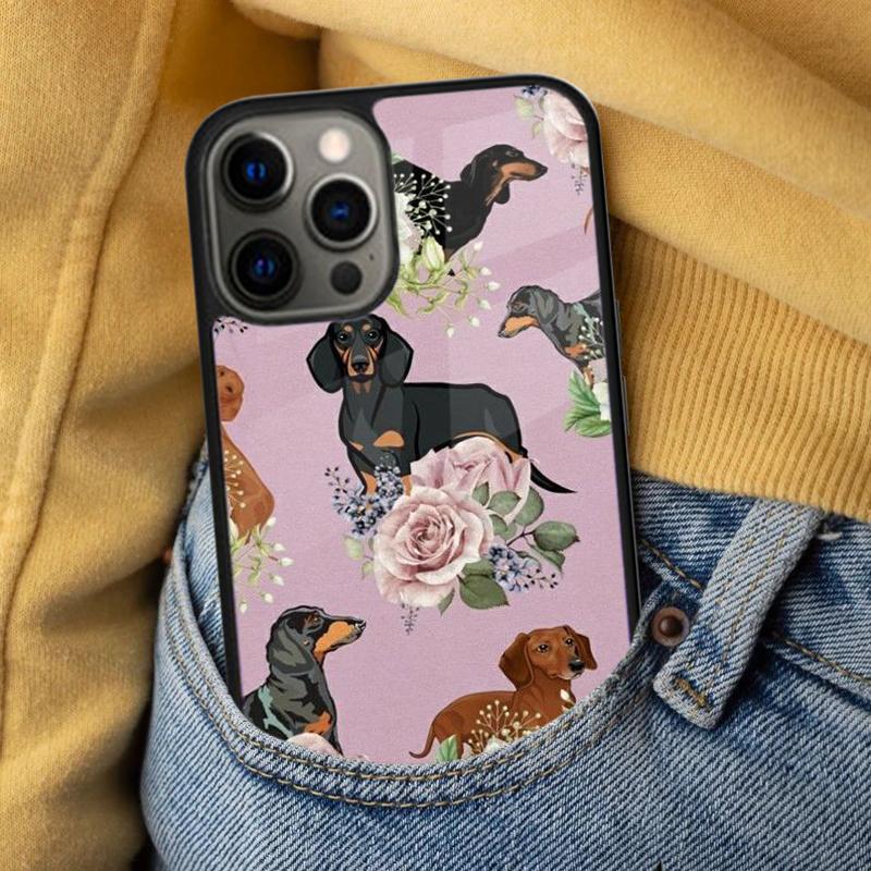 Dachshund Doxie Flower Dog Puppy Soft Phone Case for iPhone 17 Air 16e Pro max 15 Pro 13 14 Plus 11 12 MagSafe Magnetic Coque