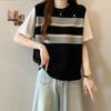Summer Fashion Casual Versatile Short Sleeved Patchwork Round Neck Fake Two-piece Knitted T-shirt for Outerwear