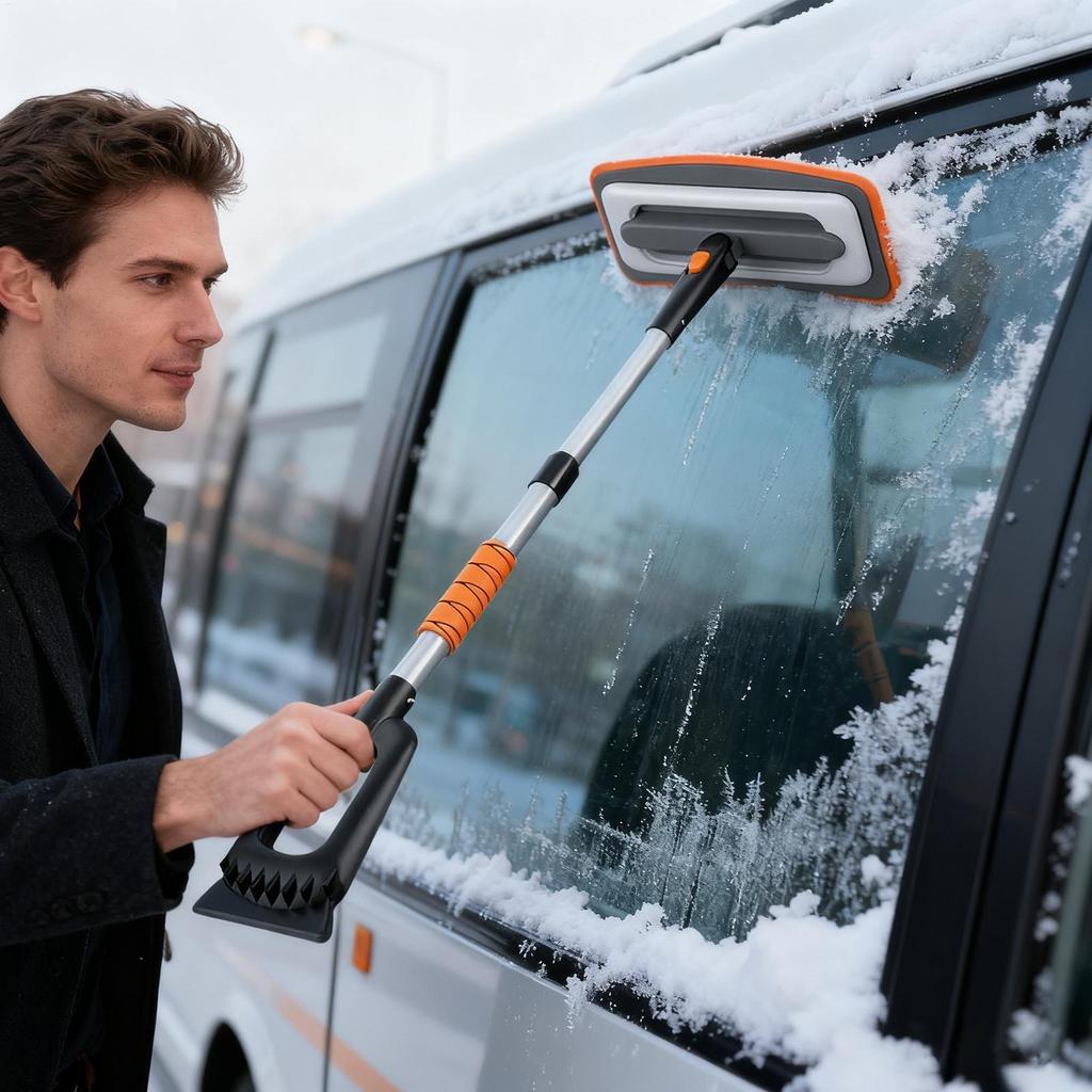 Ice Scraper Aluminum Alloy Extendable Auto Accessories Car Windshield Scraper For Window Truck SUV Vehicle Roof Winter Cleaning