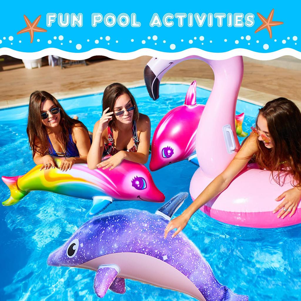 Inflatable Dolphin Pool Toy Realistic Marine Animal Blow Up Beach Float Party Favors