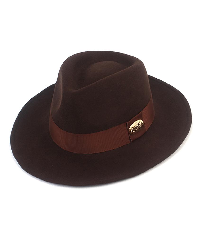 Yunibeosyeolkemiseuteuli V Wire Line Brown Wool Fedora