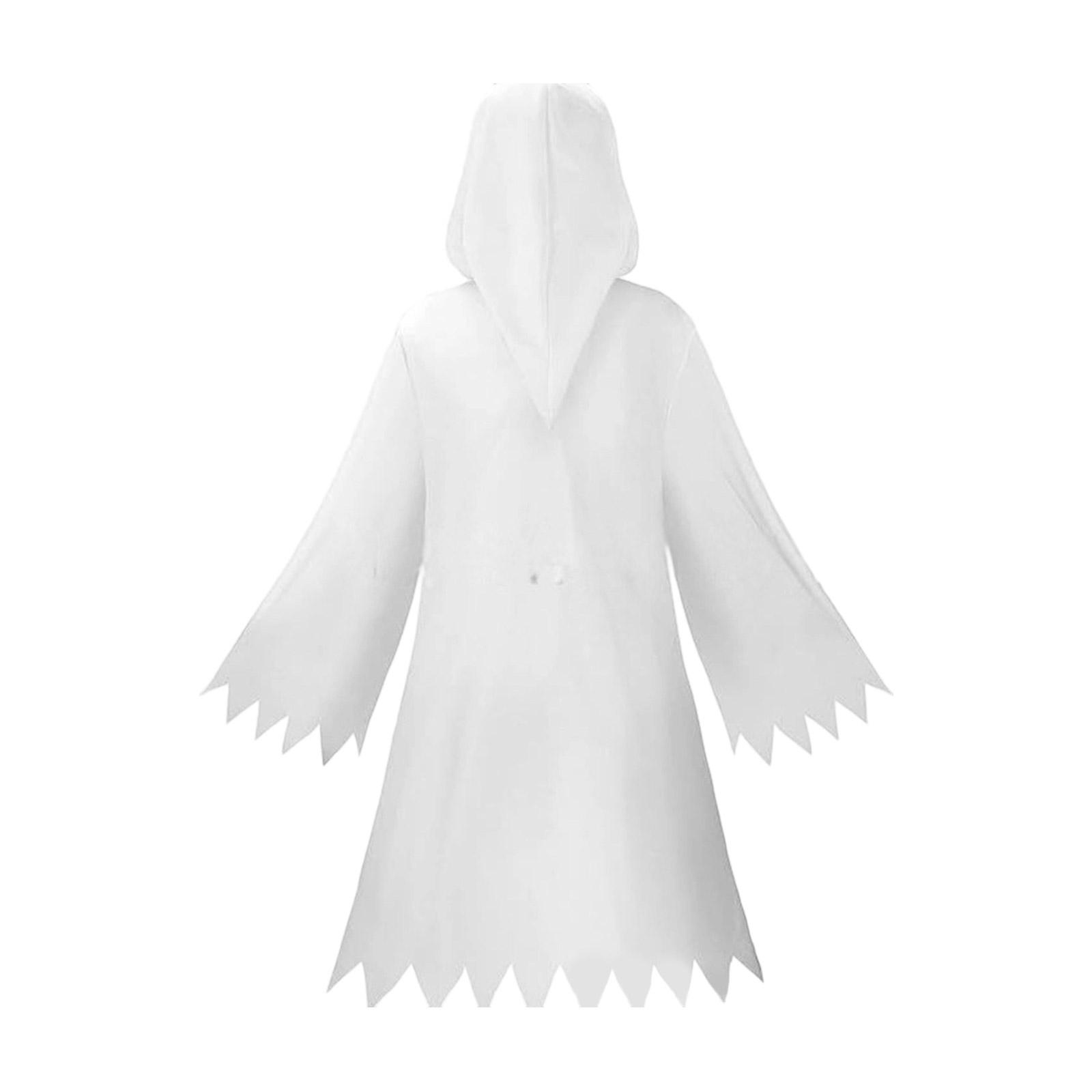 Страшный Призрачный Костюм для Детей Мальчиков Девочек Смешной Принт Пончо Плащ с Тыквенной Корзиной Косплей Хэллоуин Костюм 140