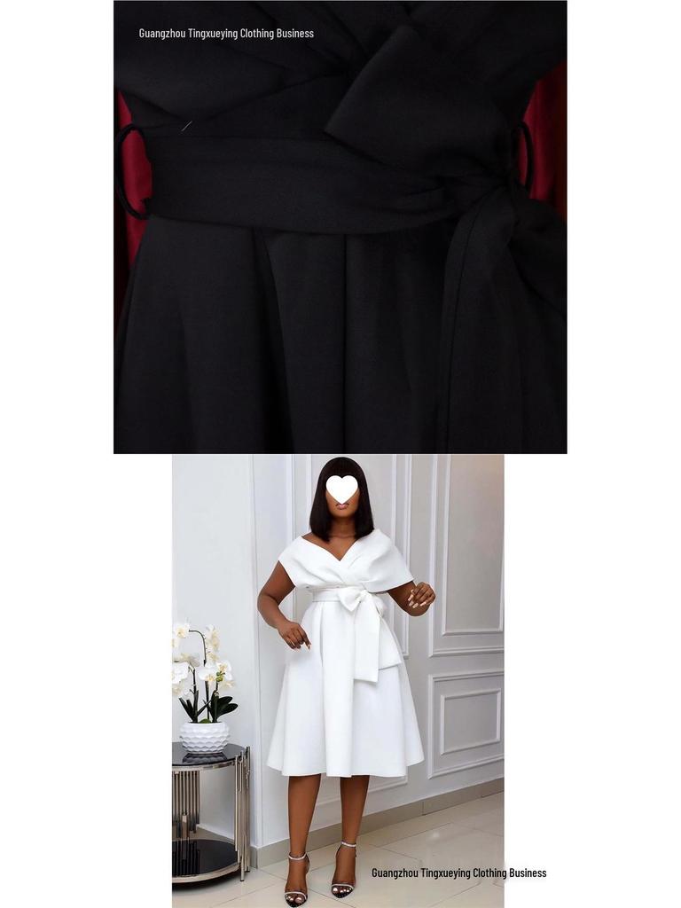 Módní šaty přes hranice pro ženy, velikost Plus Size, s výstřihem do V a zavazováním