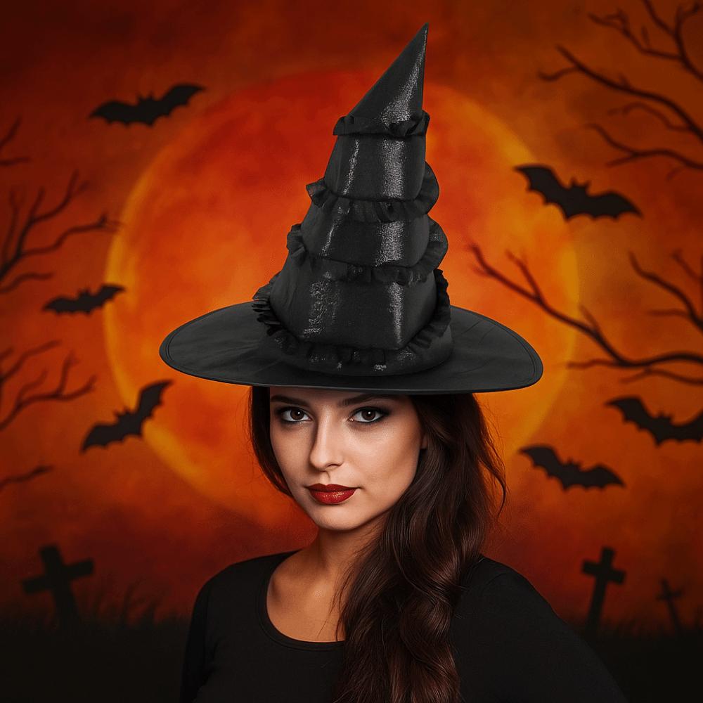 Simple Black Wizard Cap Lolitas Steampunks Halloween Witch Hat Oxford Cloth Decoration Cosplay Witch Hat Night Club