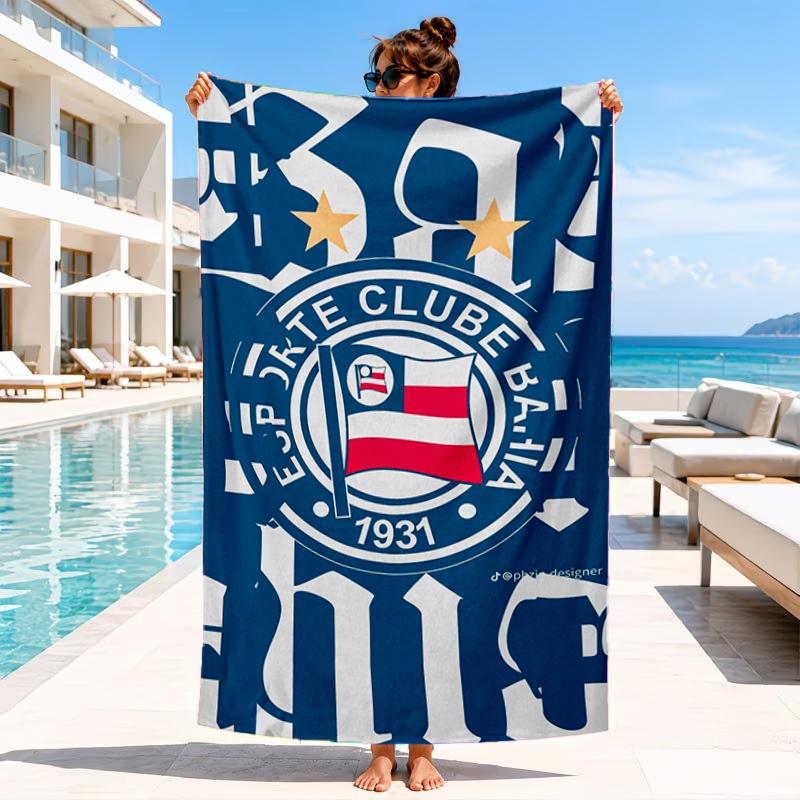 Football Club Emblem Beach Towel, Microfiber Beach Towel, Perfect For Pool, Beach, Travel, Home Decor Beach Party Fan Gifts