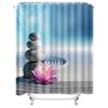 Zen Stones and Lotus Waterproof Shower Curtain Heat Resistant Machine Washable Non-Transparent 180x180cm
