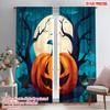 2pcs,2D Plane Printing Curtains Digital Printed Halloween Pumpkin (4) Versatile Durable Polyester (without Rod) Room Decor for