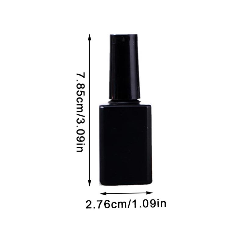 1Pcs 15Ml Black Lid Square Small Shaped Empty Glass Nail Polish Clear Bottles With Balck Cap And Soft Brush For Travel And Home