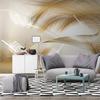 Moderne Tapete 3d Goldene Feder Abstrakte Linien Wandbild Wohnzimmer Sofa Schlafzimmer 3d Wandbild Heimdekor