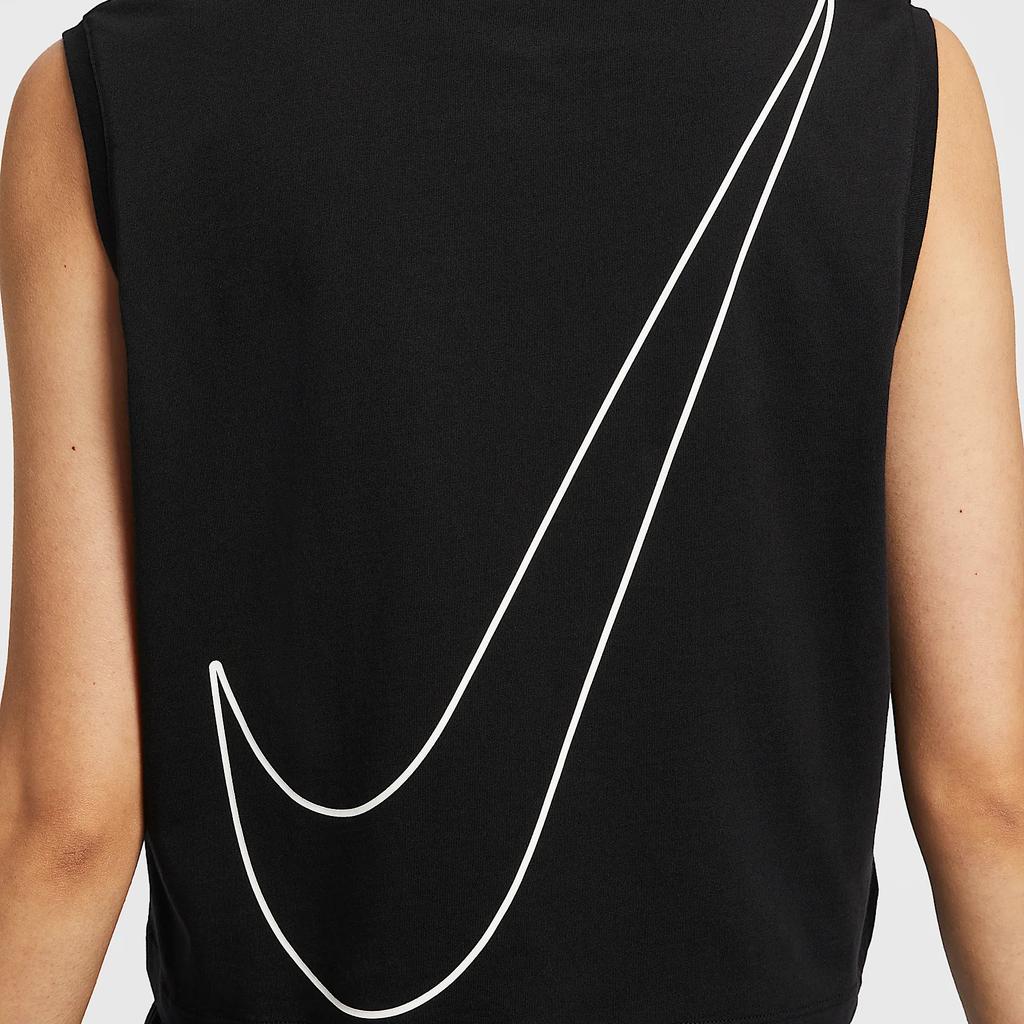 Nike Sportswear Club Loose Fit Versatile Short Sleeve Comfortable Sleeveless T-Shirt Women Tops Black HF9532-010