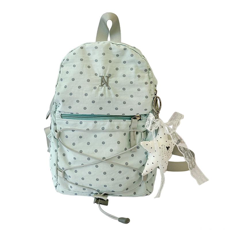 Large Capacity Wave Dot Backpack Student Schoolbag синий