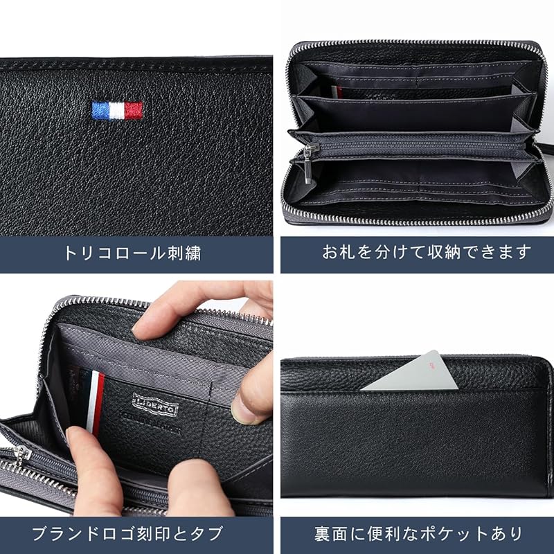 [Liberto Edwin] wallet men's genuine leather cowhide leather long wallet simple business casual white Free