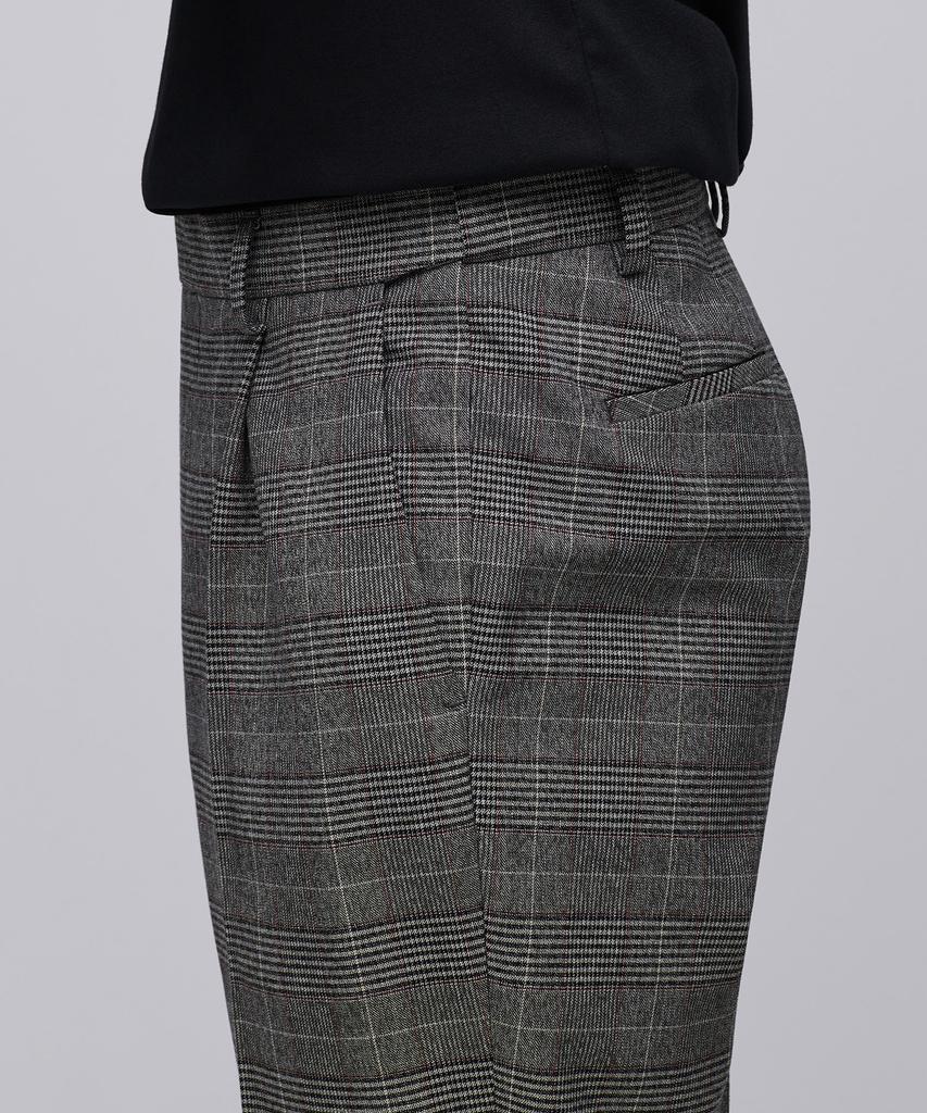 MUSINSA STANDARD Glen Check Wide Hidden Banding Slacks [Brown]