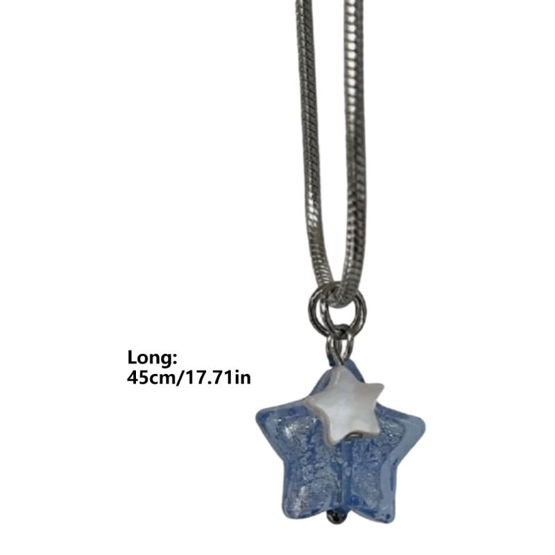 Star Pendant Necklace with Translucent Charm Detail, Lightweight Daily Wear Jewelry for Outfit Styling and Easy Looks