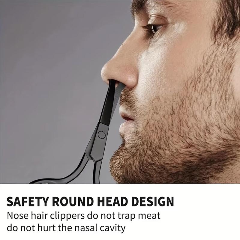 1PC Silver Mirror Light Black Round Head Safety Nose Hair Scissors Neutral Stainless Steel Scissors
