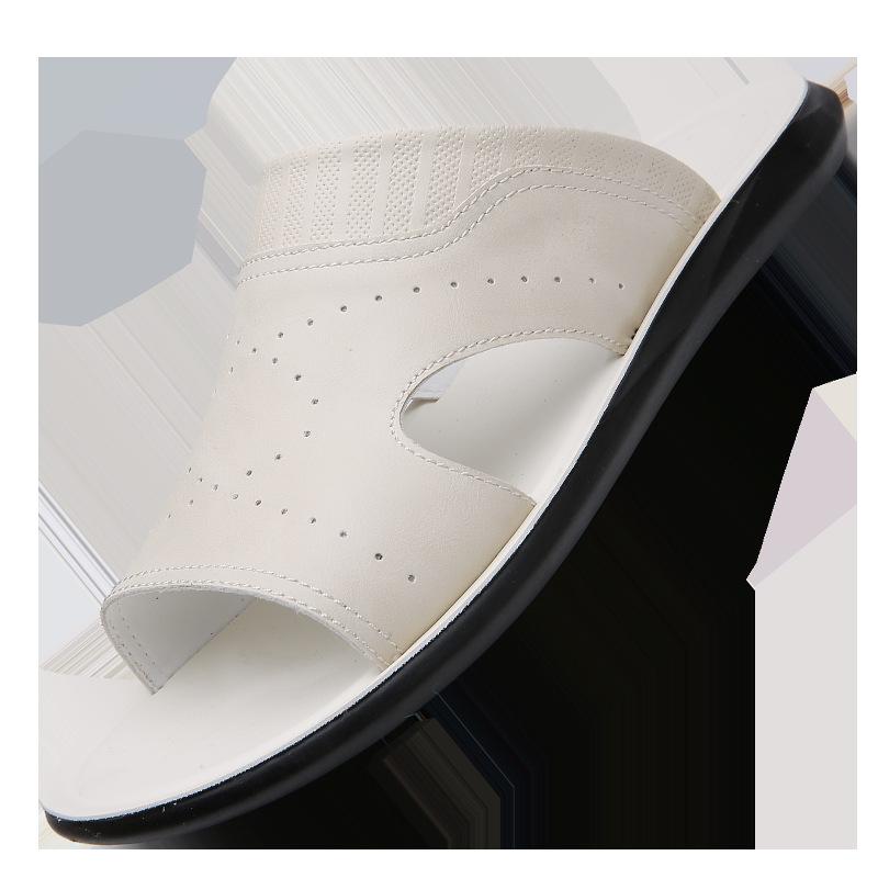 

Большой размер Мужская обувь Летние кожаные сандалии Нескользящие Дышащие Мягкая подошва Пляжная обувь Легкие Удобные Модные шлепанцы 38 белый