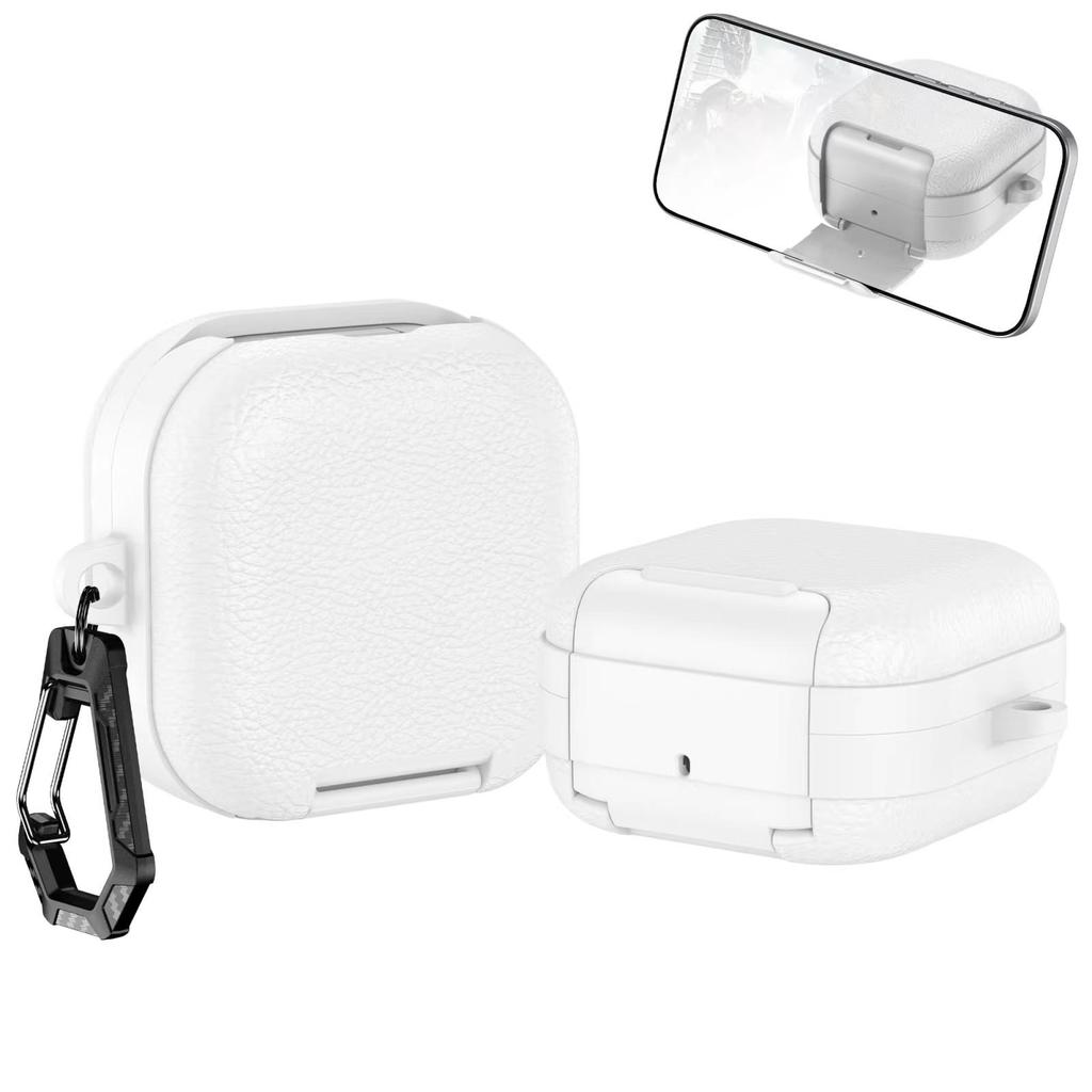 Business Leather Earphone Case With Phone Stand For Samsung Galaxy Buds 4 Pro Shockproof Full Cover Shell For Galaxy Buds 4