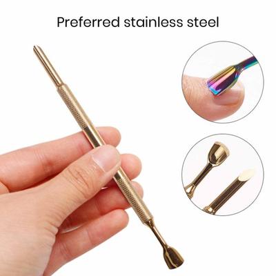 Spingicuticole Bordo Tagliente Tondo/Ad Arco Doppia Testa Manicure Peeling Cura Unghie Acciaio Inossidabile Strumento per Cura Pedicure Salone Unghie