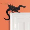 Dragon Door Frame Topper Metal Dragon Silhouette Door Topper Wall Art Corner Sign for Children's Room Bedroom Window