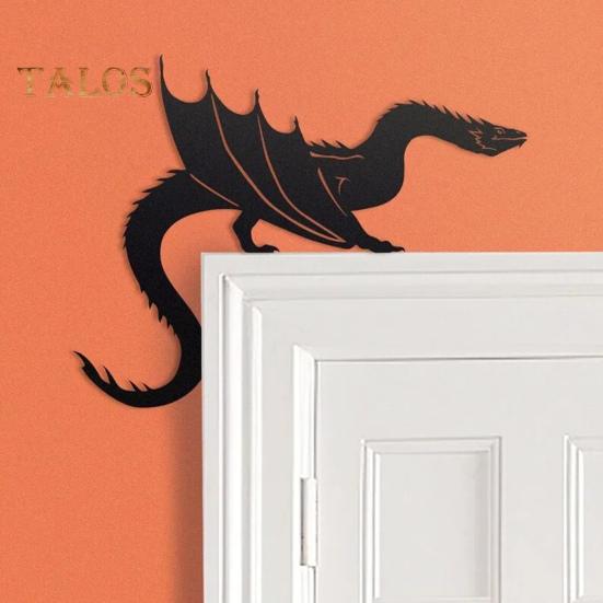 Dragon Door Frame Topper Metal Dragon Silhouette Door Topper Wall Art Corner Sign for Children's Room Bedroom Window