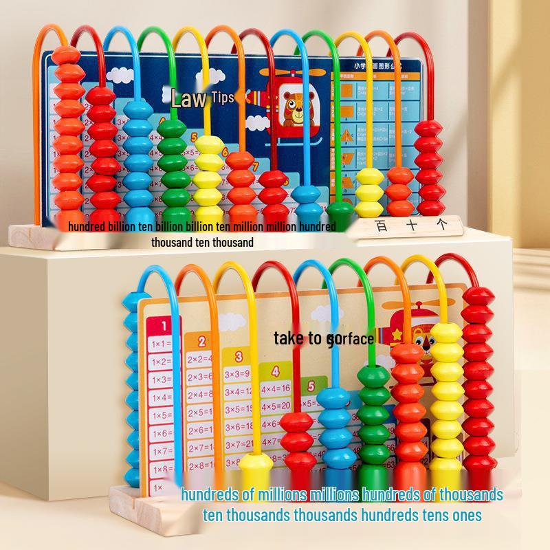 Colorful Wooden Ten-Row Abacus for Early Childhood Education