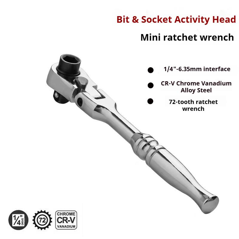 Multifunctional Double-ended Flexible Ratchet Wrench - 72 Tooth Quick Release Socket Screwdriver Set - Reversible Hand Tool Kit