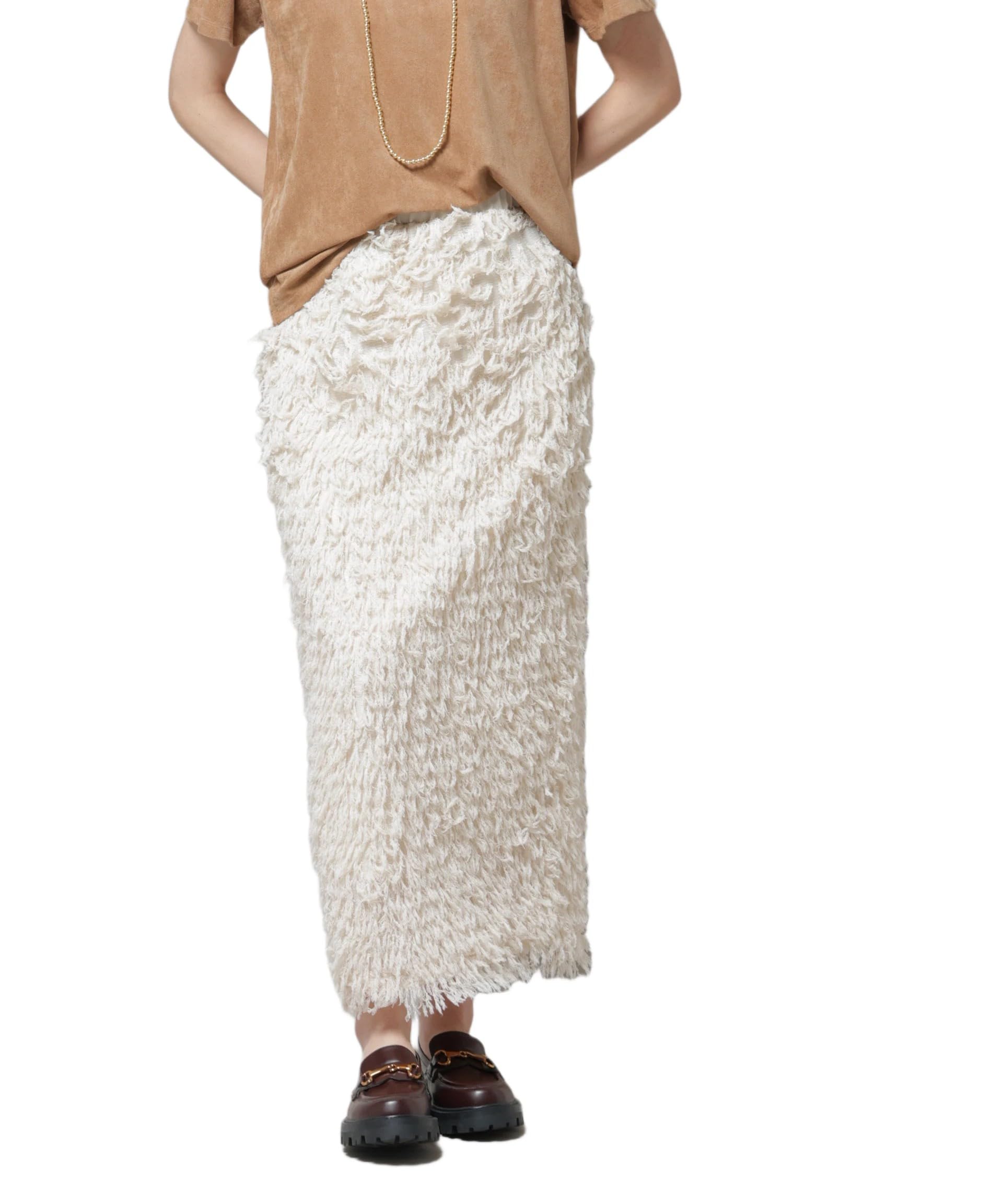 [Nano Universe] Fringe Tight Skirt, Women s, Size S, 037 Ivory, 669-5230303