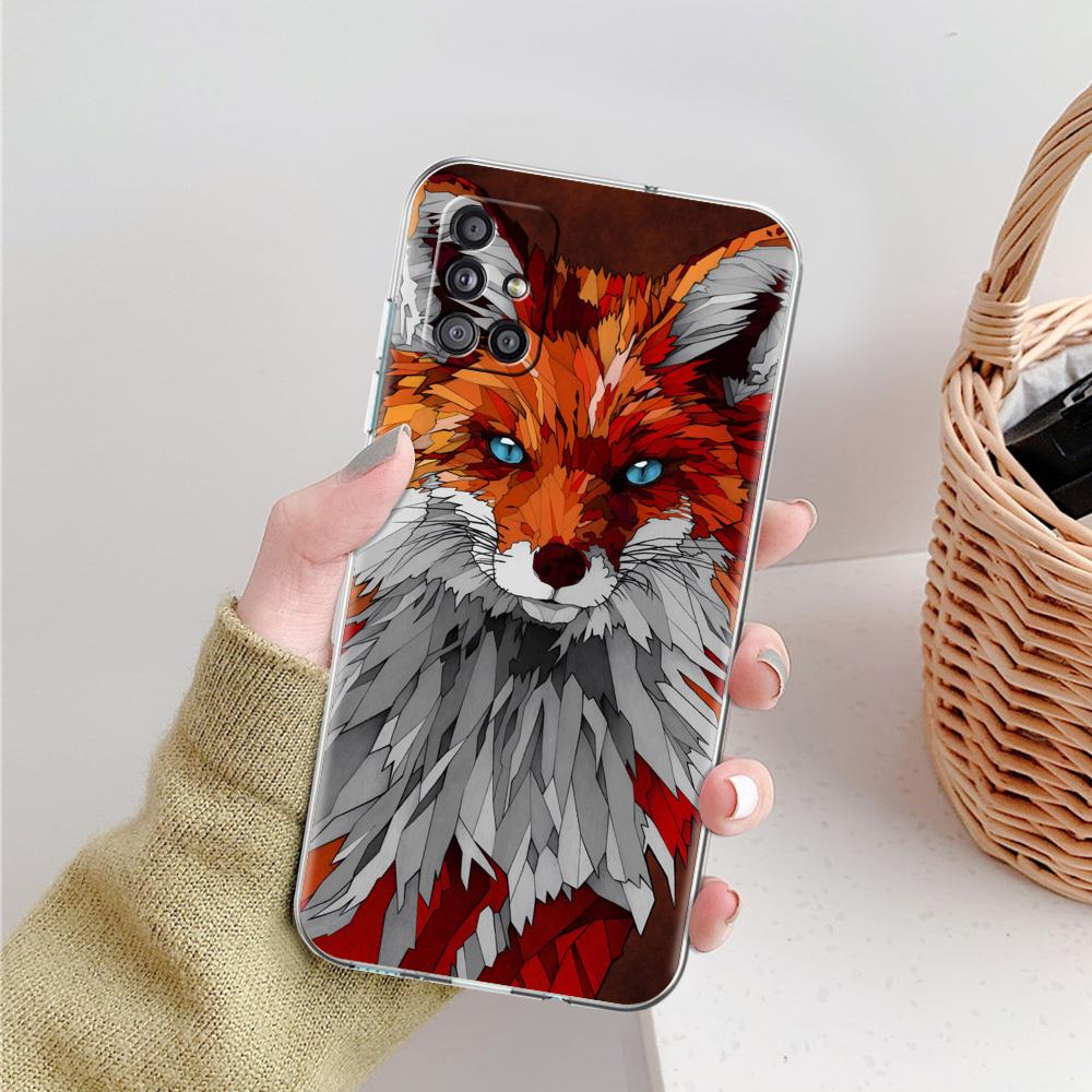 Cute cartoon animal fox Phone Case For Samsung Galaxy A51 A71 A21S A12 A11 A31 A41 A52 A32 5G A72 A01 A50 A70 Soft Clear Cover