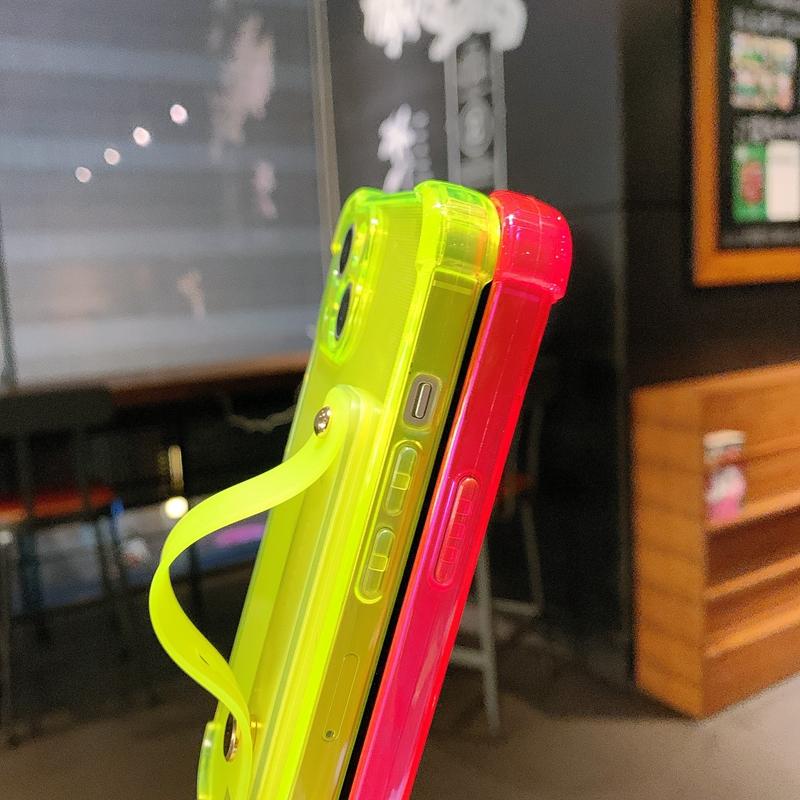 Miękki Przezroczysty Pasek na Nadgarstek Etui na Telefon Dla iPhone 11 12 13 Pro Max X XR Xs Max 7 8 Plus SE Mini Podstawka Pokrowiec Bumper