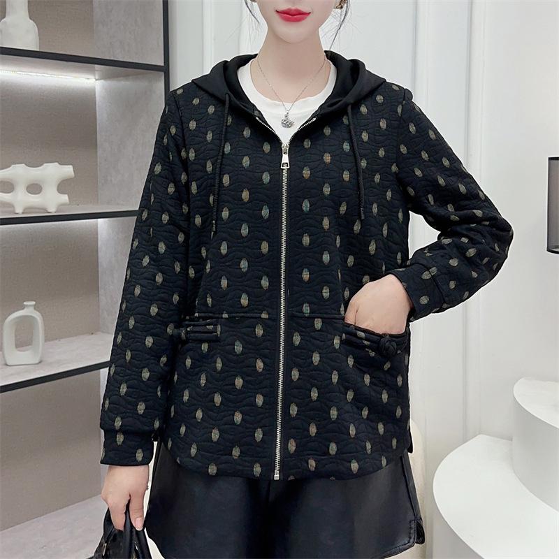 

Стильное пальто с капюшоном большого размера для женщин среднего возраста - Куртка на весну/осень 3XL чёрный