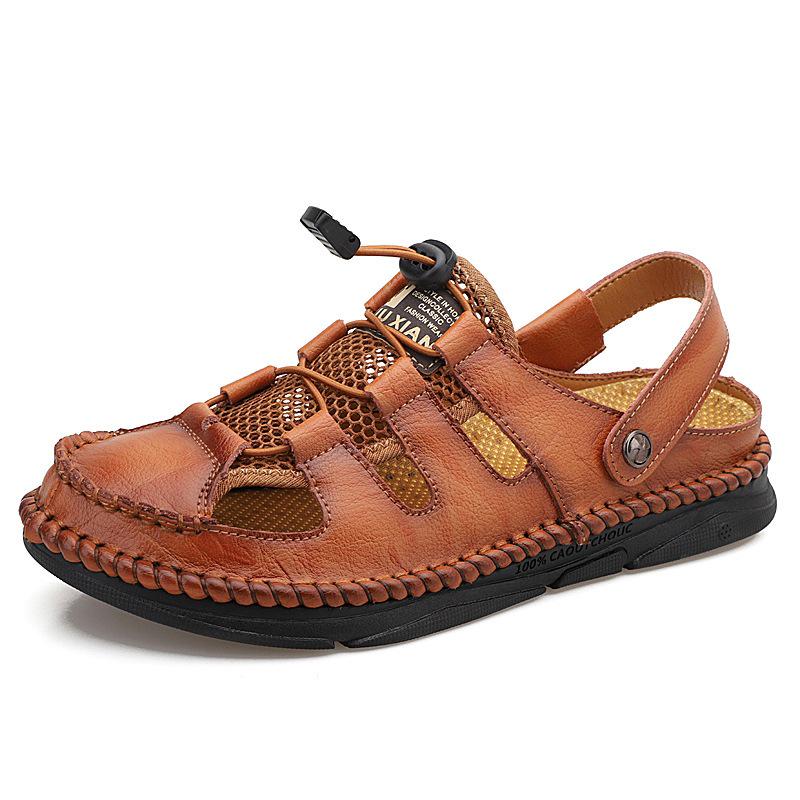 2025 Summer Men s Hand-stitched Slip-On Closed-Toe Sandals 39