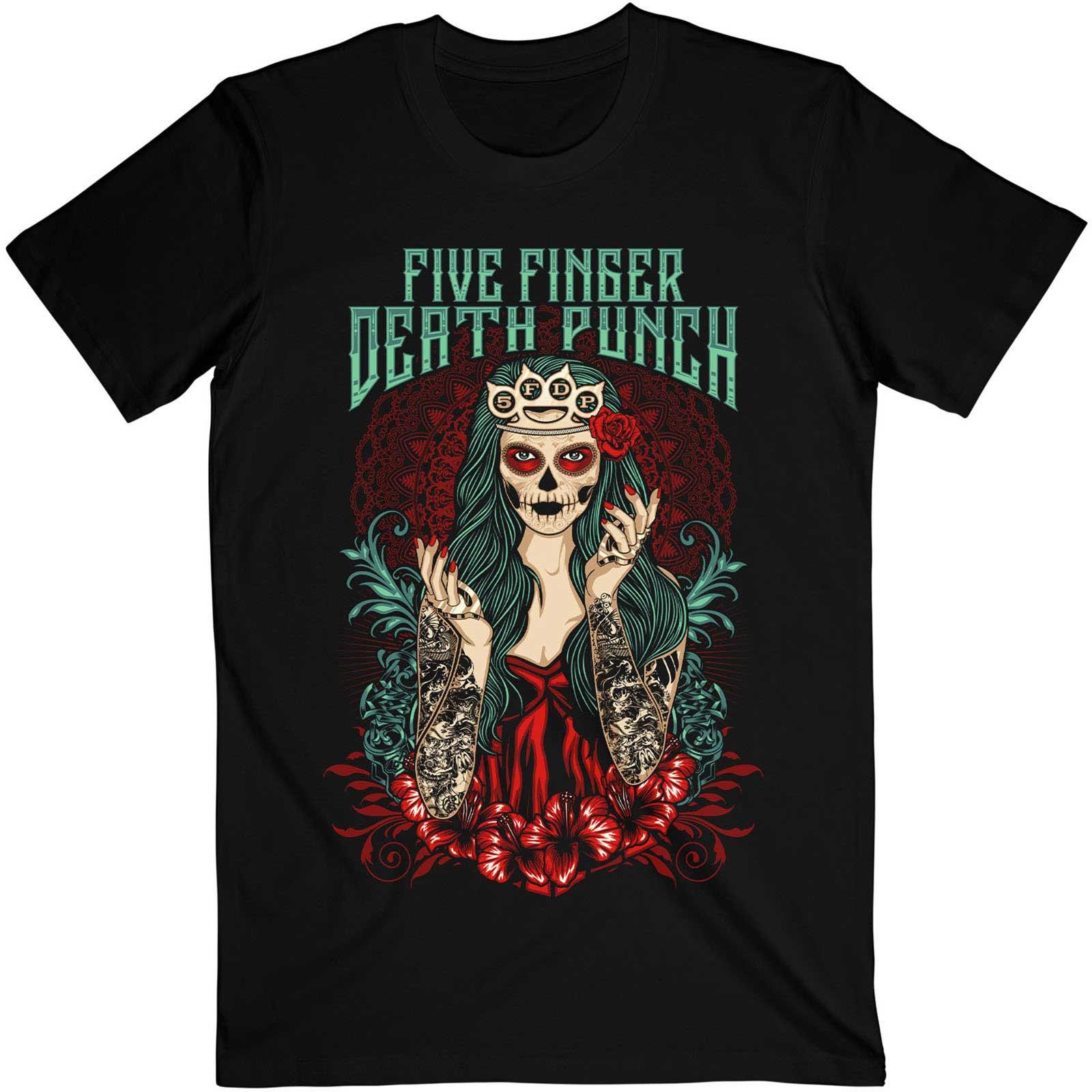 New Five Finger Death Punch T-Shirt: Lady Muerta OFFICIAL black S