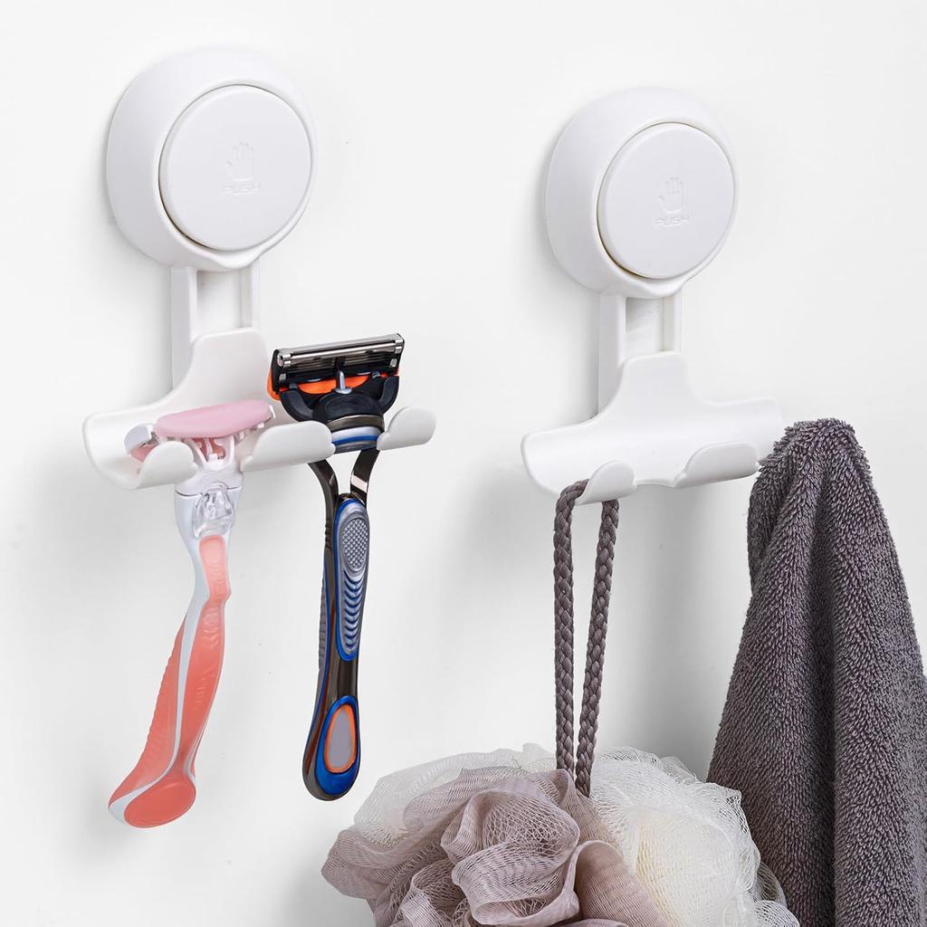 Shower Razor Hooks for Bathroom Kitchen Shower Hooks Suction Cup Hook Powerful Vacuum Suction Hooks Removable and Reusable