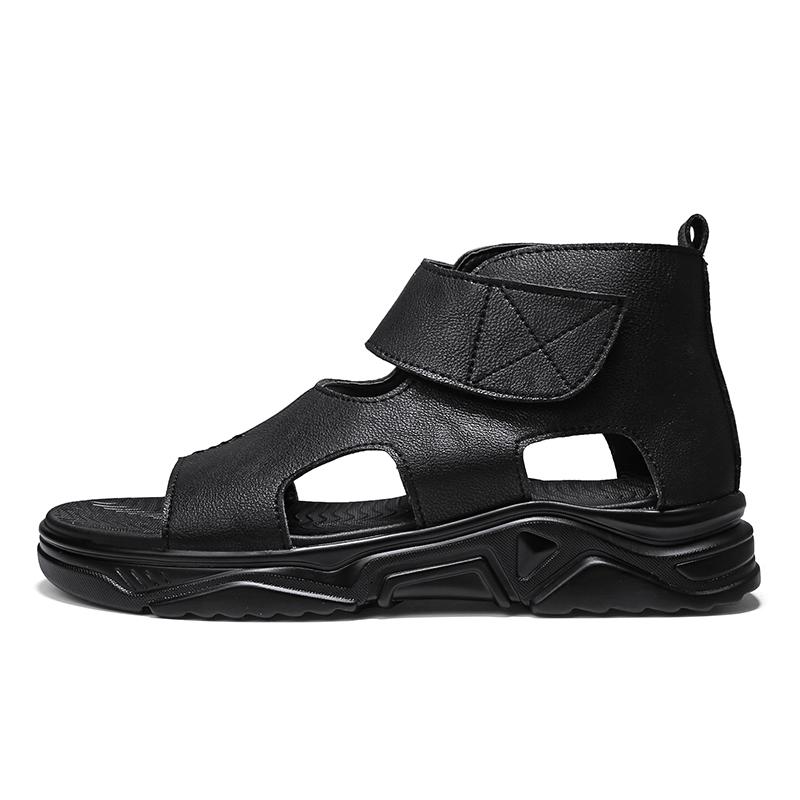 High Cut Roman Sandals Men PU Solid Color Thick Sole Comfortable Breathable Non Slip Men Elevated Business Casual Sandals