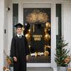 Graduation Background Black Gold Balloons Grad Party Banner Congrats Grad Background Glittery Gold Lettering For Graduation