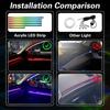 Acrylic Interior Car LED Lights With Remote And Wireless APP 6 In 1,Ambient Lighting Kits Fiber Optic Strip LEDs,16 Million Colors Music&DIY Function