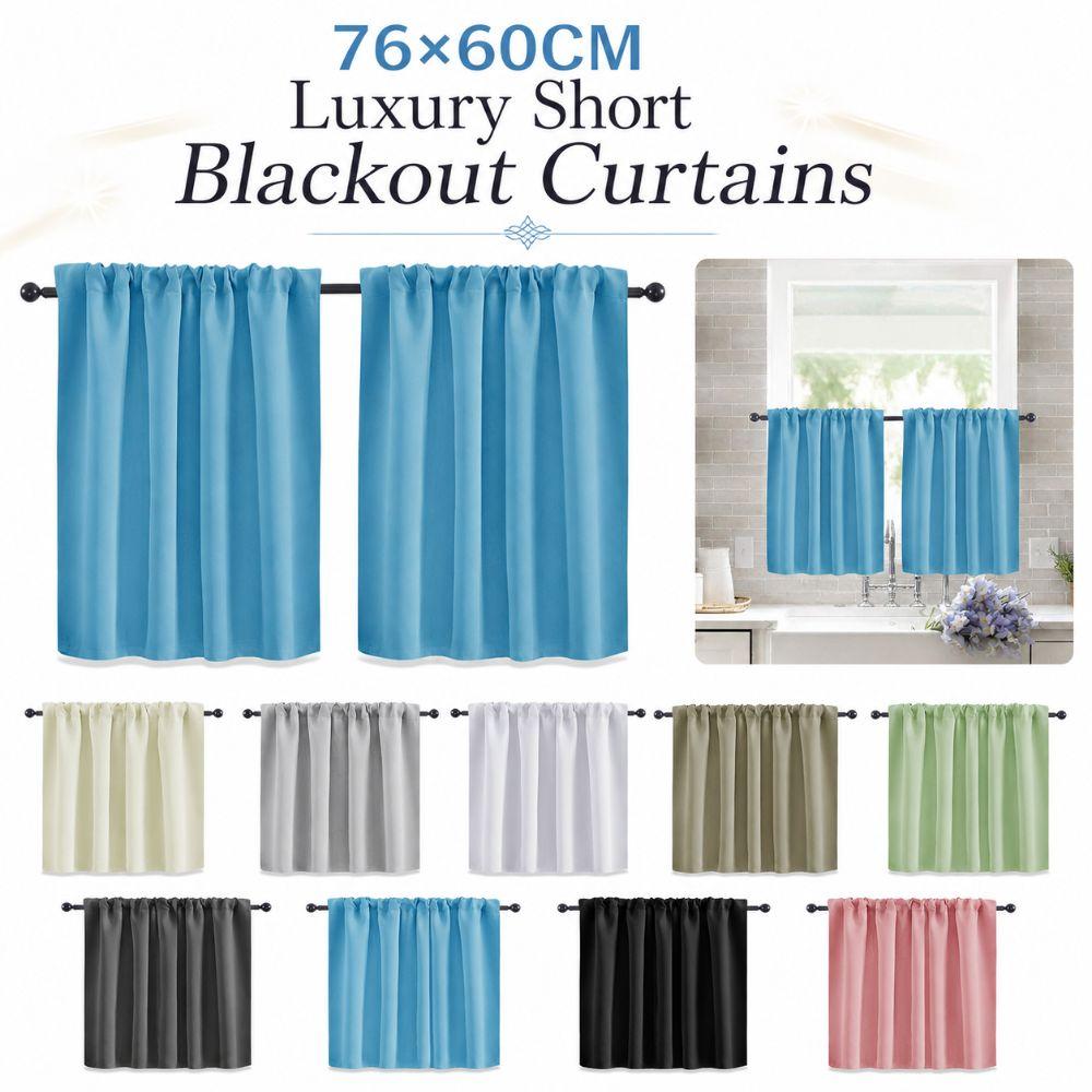 1PC Washable Short Blackout Curtains Solid Color Partition Curtain Kitchen Curtain Multipurpose