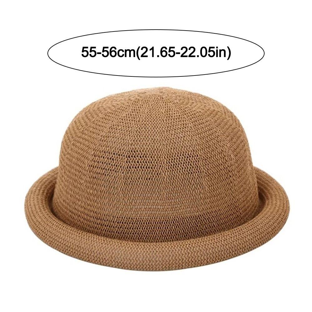 Raffia Weave Straw Sun Hat Short Brim Sun Visor Hat Elegant Roll Brim Hat  Spring Summer Season